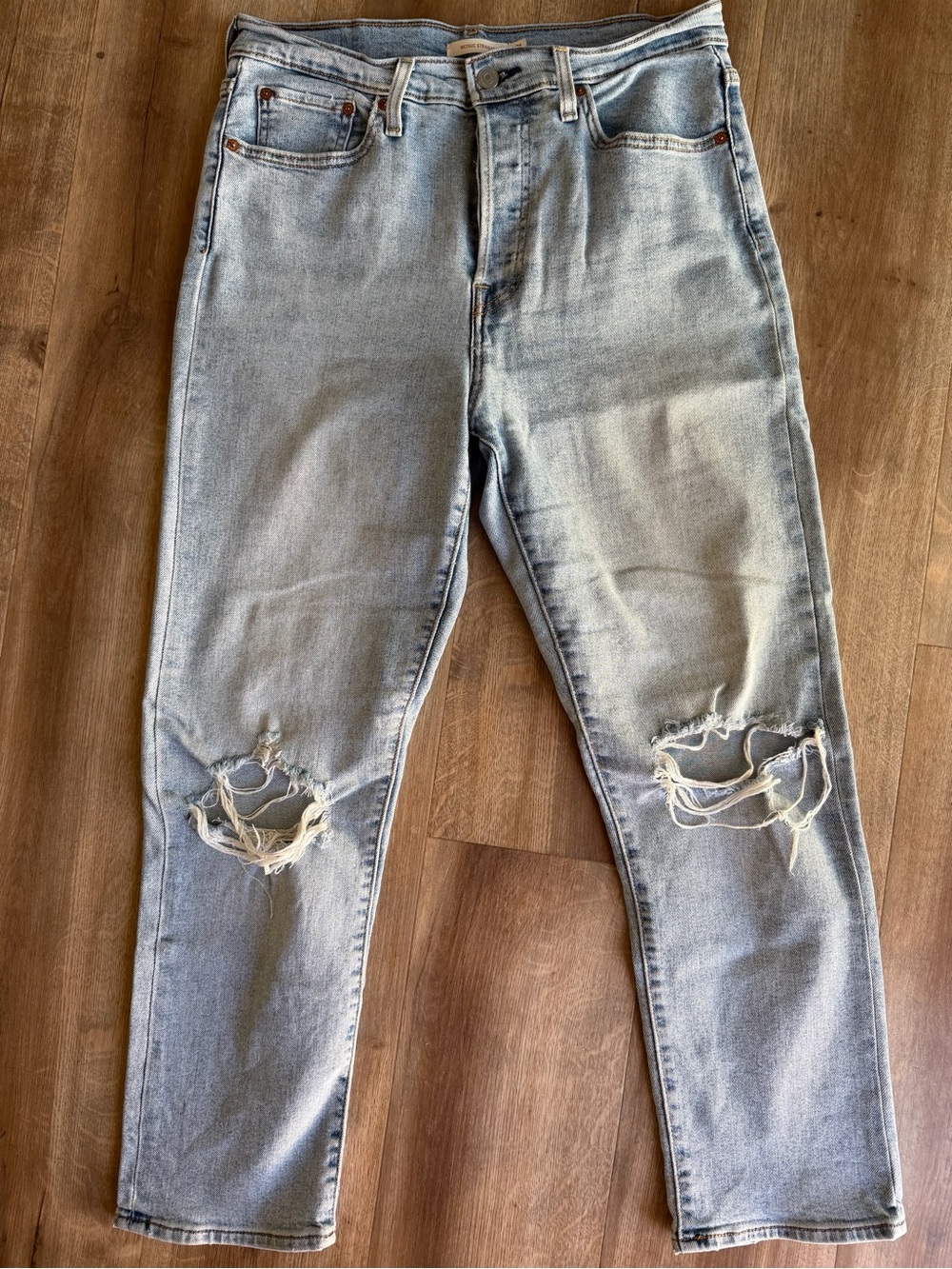 Levi's Light Blue Ripped Ankle Jeans